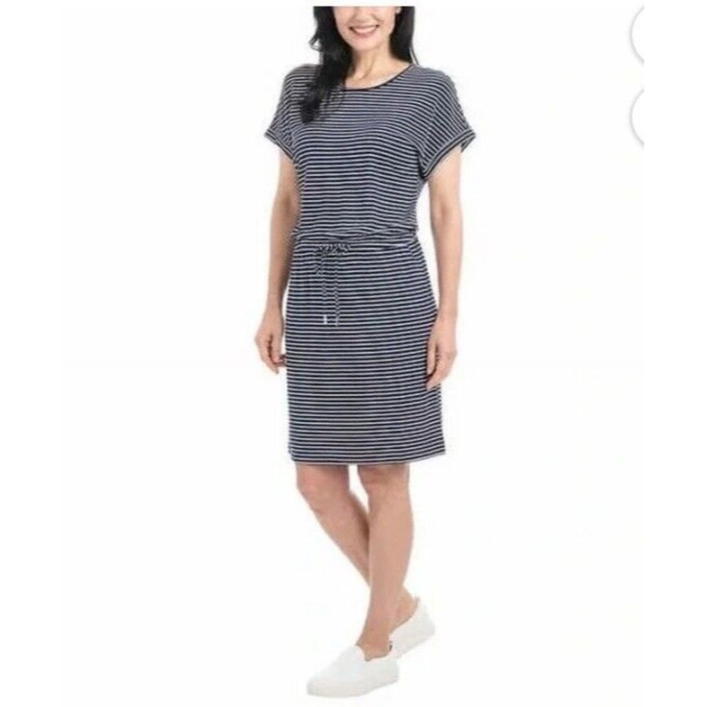 Hilary‎ Radley Women's Short Sleeve Navy Blue Striped Lounge Dress Size XL